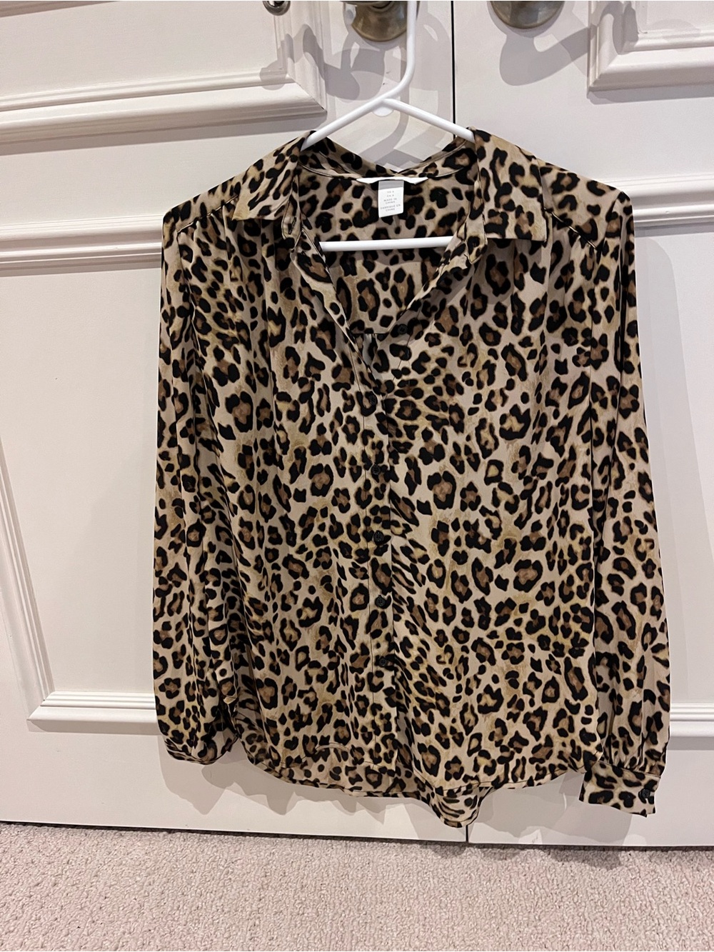 H&M Leopard Print Button-Down Shirt - Tan and Black